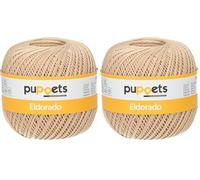 Puppets Eldorade Stärke 10, 50g, 4574010-07502, Farbe:7502, Häkelgarne (Packung mit 2)
