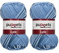 Puppets Lyric Multicolor 4582008-00205 Farbe: Jeans, Stärke: 8 Aufmachung: 50g, Lauflänge: 70m, Häkelgarne (Packung mit 2)