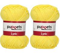 Puppets Lyric Stärke 8 4572008-07288 gelb Häkelgarn, 100% Baumwolle (Packung mit 2)