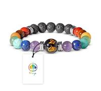 PURAJA Chakra Armband aus echten Natursteinen | Premium Edelstein Armband | Für mehr Harmonie & Balance | 7 Chakra und Lavastein Perlen