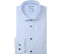 Pure Functional Slim Fit Jerseyhemd hellblau, Einfarbig