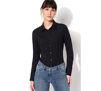 Pure Functional Slim Fit Jerseybluse schwarz, Einfarbig