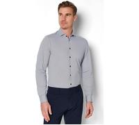 Pure Functional Slim Fit Jerseyhemd dunkelblau/weiss, Gemustert