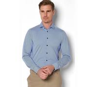 Pure Functional Slim Fit Jerseyhemd mittelblau, Gestreift