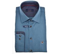 pure - HATICO- Sport Hemd Regular Fit Langarm blau - Gr. - XL