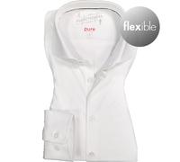 PURE Hemd Herren Slim Fit Langarm Funktionsmaterial weiß, 40