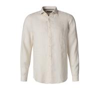 PURE Hemd Herren Slim Fit Langarm Leinen beige/Weiß, M