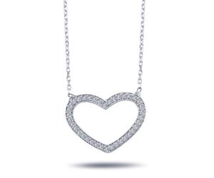 Pure Liebe 0,23 Carat Brillant-Schliff Diamant Herz Anhänger Halskette 14 Karat Gold