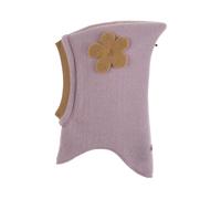 PURE PURE by Bauer Baby und Kinder Schlupfmütze Bio-Merinowolle Fleece mauve Blume Gr. 49/51