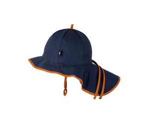 PURE PURE by Bauer Baby und Kinder Sonnenschutz Mütze mit Bindebändern UV 50 indigo karamell Gr. 49