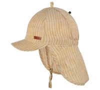 Pure Pure - Kid's Nackenschutz Leinen gestreift - Cap, Gr. 45 cm, beige (Sahara)