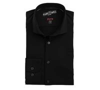 Pure Slim Fit Hemd extra Langer Arm Haifischkragen Stretch Struktur schwarz Größe 44