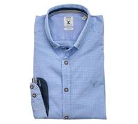 Pure Slim Fit Trachtenhemd Langarm Button Down Kragen Karo hellblau Größe M