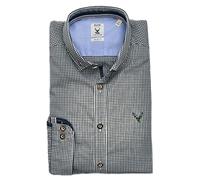 Pure Slim Fit Trachtenhemd Langarm Button Down Kragen Karo Oliv Größe XS