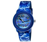 Pure Time® Kinder Uhr Jungenuhr Mädchenuhr Camouflage Tarn Armbanduhr Textil Armband Analoge Junge Kinderuhr Textilarmband Schwarz Blau Grau Lern-Uhr