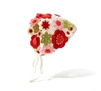 PureBowlic Asiatisches Blumen-Stirnband-Set mit Dreieck-Schleife | Asiatisches Design, Blumenmuster, Schleifendetail, Dreieckstuch inklusive, weicher Stoff Touch (G)