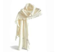 PureBowlic Schal Merino Damen Schal Wrap Fransen Winter Herbst | Weicher Strickschal aus Wolle, übergroß, warm, elegant, Kaschmir-ähnliches Gefühl, Milchkaffee, Merinowolle, 156 x 32 cm