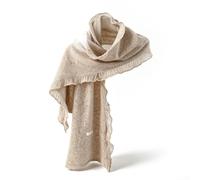 PureBowlic Schal Merino Damen Schal Wrap Fransen Winter Herbst | Weicher Strickschal aus Wolle, übergroß, warm, elegant, Kaschmir-ähnliches Gefühl, Milchkaffee, Merinowolle, 156 x 32 cm