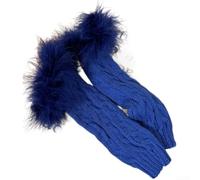PureBowlic Wärmer mit Federn, Handschuhe, Arm, Alltag, Winter, Cosplay | Damen-Strick, fingerlos, süß, weich, Handtext, Gaming-Spitze, Acryl, für JK Fashion Blend Ärmel, Weiß, Schwarz, Rosa, Blau