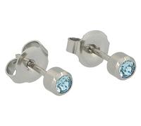 PUREgrey Erstohrstecker Chirurgenstahl/vergoldet Sterile Ohrstecker/Ohrringe 3 mm mit Stein hellblau