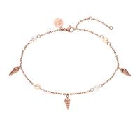 Purelei® - Akala Fußkettchen Damen - Edelstahl 18K vergoldet/rosé/silber - Mit echten Süßwasserperlen & Muschelanhängern - Verstellbar 21-25 cm - Sommerliches Fußband (Rosegold)