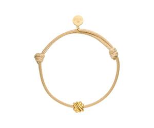 Purelei Aloha Knoten-Armband - Verstellbares Textil-Armband in Beige mit Symbol-Anhänger - Edelstahl vergoldet - Gold/Silber/Roségold - max. 12 cm (Gold)