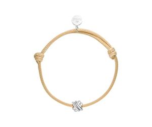 Purelei Aloha Knoten-Armband - Verstellbares Textil-Armband in Beige mit Symbol-Anhänger - Edelstahl vergoldet - Gold/Silber/Roségold - max. 12 cm (Silver)