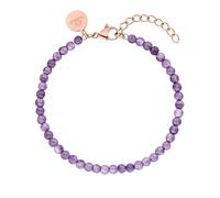 Purelei® Amethyst Armband, Damen Armband aus langlebigem Edelstahl, Wasserfestes Armband aus Amethystperlen, 16-19 cm Länge verstellbar (Rosegold)