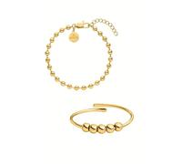 Purelei® Anxiety Schmuckset - Bubble Armband (16-19 cm) und Shade Anxiety Ring (verstellbar 50-56) aus Edelstahl (Gold) - Wasserfester Damen Schmuck - 2-teilig
