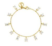 Purelei® Powder Armband (Gold, Silber), Damen Armband aus langlebigem Edelstahl, Wasserfester Schmuck mit kleinen Schmuckstein-Anhängern (Zirkonia), 16-19 cm Länge verstellbar (Silber) (Gold)