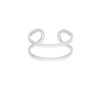 Purelei Basic Ring - filigraner, doppelreihiger Ring aus Edelstahl 14K vergoldet, 18K rosévergoldet oder silber (Größe 56-60) - Verstellbar und wasserfest (Silver)