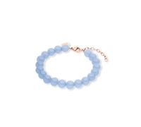 Purelei Blue Lagoon Armband für Damen, Perlenarmband mit hellblauen Glasperlen, verstellbares Armband 16-20 cm, Damen Schmuck aus Edelstahl, sommerliches Armband zum Verschenken (Rosegold)