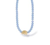 Purelei Blue Lagoon Kette Damen mit Glasperlen und Muschel Anhänger, Perlenkette aus Edelstahl Rosévergoldet, Halskette Verstellbar 35-45 cm, Sommerschmuck, Layering Kette, Schmuck Geschenk