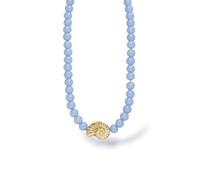 Purelei Blue Lagoon Kette Damen mit Glasperlen und Muschel Anhänger, Perlenkette aus Edelstahl vergoldet, Halskette verstellbar 35-45 cm, Sommerschmuck, Layering Kette, Schmuck Geschenk (Silver)