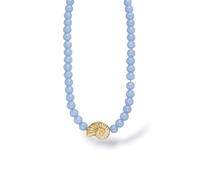 Purelei Blue Lagoon Kette Damen mit Glasperlen und Muschel Anhänger, Perlenkette aus Edelstahl vergoldet, Halskette verstellbar 35-45 cm, Sommerschmuck, Layering Kette, Schmuck Geschenk (Gold)