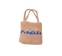 Purelei Blue Paradise Tuch - Beiges Strandtuch mit blauer Blumenstickerei & integrierter Tragetasche