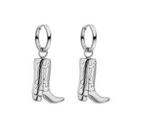 Purelei Boots Ohrringe - wasserfest | Creolen mit Cowboy-Boot Anhänger aus Edelstahl | 14K Vergoldung, Silber & 18K Rosévergoldung | Trendige Statement-Ohrringe (Silver)