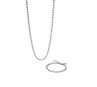 Purelei® Bubbly Duo Set - 2-teiliges Schmuckset mit Kugelkette und Kugelarmband - Edelstahl, verstellbare Längen 16-45 cm - Gold/Silber/Roségold (Silver)