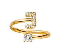 Purelei Buchstaben Ring Damen - Verstellbarer Edelstahlring, Wasserfest, Personalisierter Schmuck für Frauen, Eleganter Modeschmuck, Damenring Größe 50-60 individuell justierbar