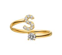 Purelei® Buchstaben Ring S - Damenring aus langlebigem Edelstahl - Wasserfeste Ringe - Verstellbare Ringe von Größe 50 bis 60 - Modeschmuck für deinen individuellen Look