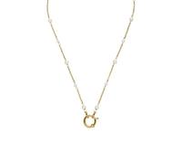 Purelei Charm Kette mit Perlen | Verstellbare Edelstahlkette mit Muschelperlen | Individuell mit Charms kombinierbar | Eleganter Look für Alltag & besondere Momente (Gold)
