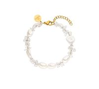 Purelei® Crystal Wave Armband Damen - Mit echten Keshi-Perlen & Bergkristall - Edelstahl 18K vergoldet/silber - Verstellbar 16-19 cm - Sommerliches Statement mit spiritueller Bedeutung (Gold)