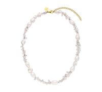 Purelei® - Crystal Wave Kette mit Keshi-Perlen und Bergkristallen - 18K vergoldet, verstellbar, Sommer-Chic & spirituelle Klarheit (Gold)