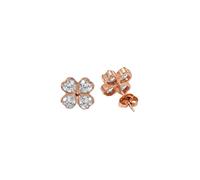 Purelei Cuore Ohrringe, Kleeblatt-Design, Zirkonia, Edelstahl vergoldet, Herz-Motive, Stecker, 10 mm Durchmesser, Rosegold