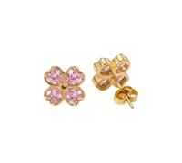 Purelei Cuore Ohrringe, Kleeblatt-Design, Zirkonia, Edelstahl vergoldet, Herzform, 10 mm Durchmesser, Damen Schmuck