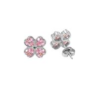 Purelei Cuore Ohrringe, Kleeblatt-Design, Zirkonia, Edelstahl vergoldet, Herzform, 10 mm Durchmesser, Damen Schmuck (Silver)