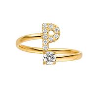 Purelei Damen Buchstaben Ring - Edelstahl, Wasserfest, Verstellbar 50-60, Personalisierbar, Eleganter Schmuck für Frauen, Geschenkidee, Individueller Stil