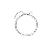 Purelei® Double Elegance Armband - doppelreihige Kombination aus Gliederkette & Snake-Chain, wasserfest & verstellbar - Edelstahl, 14K vergoldet, 18K rosévergoldet oder silberfarben (Silver)