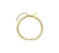 Purelei® Double Elegance Armband - doppelreihige Kombination aus Gliederkette & Snake-Chain, wasserfest & verstellbar - Edelstahl, 14K vergoldet, 18K rosévergoldet oder silberfarben (Gold)