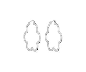 Purelei Elegante Blüten-Ohrringe für Frauen - Schönes Blumendesign, 18K vergoldet, Edelstahl (41 mm), Geschenk für Frauen (Silver)